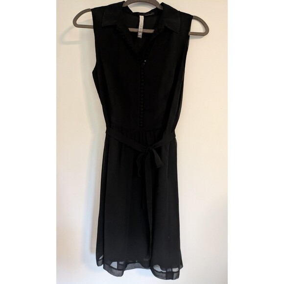 KENSIE  WOMENS BLACK COLLARED DRESS Small A-LINE Tie Belt - Picture 1 of 7